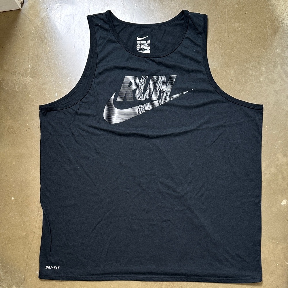 Nike Black RUN Dri-FIT Men’s Tank Top with Gray Logo